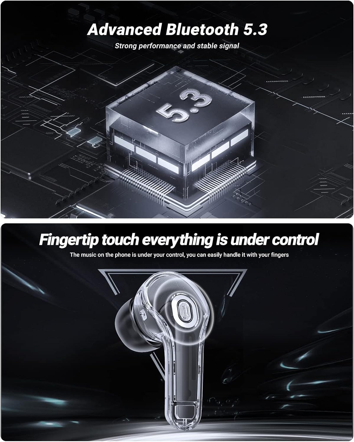 T8 Crystal Wireless Earphones - Transparent (Air 39)