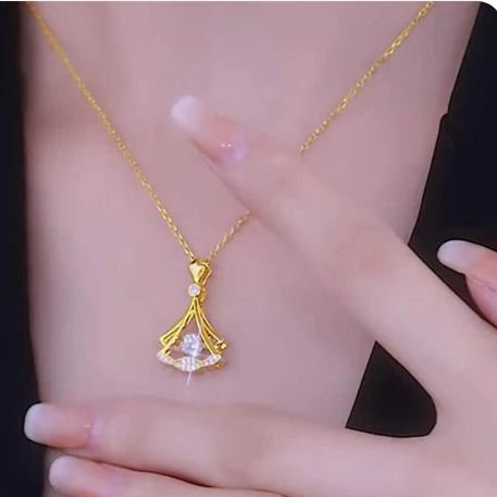 Gold Plated Fan Necklace - Buy 1 Get 1 Free