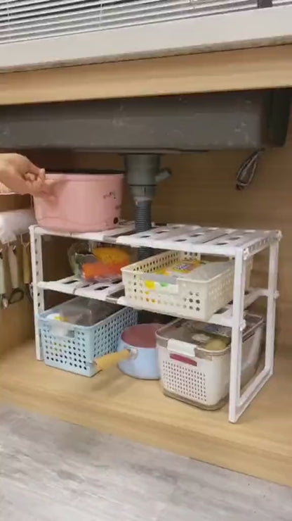 Expandable Under Sink Storage 2 Tiers