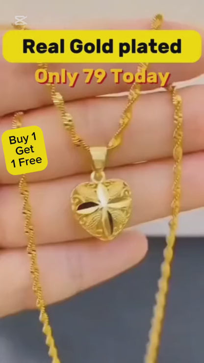 Gold Heart Necklace for Women - Buy 1 Get 1 Free